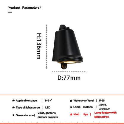 Bruk Industrial Outdoor Wall Light, Aluminum Sconce, IP65 Waterproof, Door & Porch Light