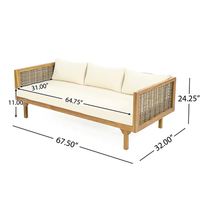 Claremont 3-Seater Acacia Wood Outdoor Daybed with Side Table, Modern Garden Set