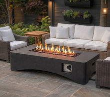 OE HOME 56" Rectangular Propane Gas Fire Pit Table, 50,000 BTU, Concrete, Outdoor