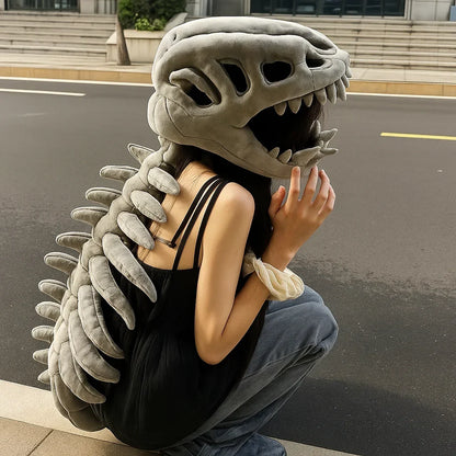 Kids dinosaur costume with a printed bone pattern
