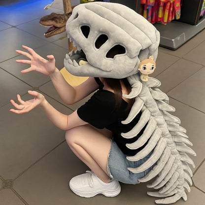 Plush dinosaur skeleton costume, pull-on one-piece