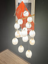 Tavira Chandeliers for Dining Room, Round Alabaster Chandelier, Adjustable Airplane Cable