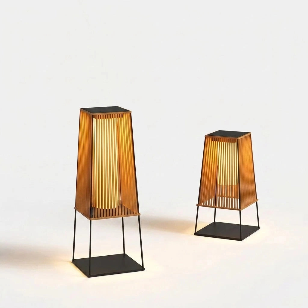 Wren Outdoor Woven Garden Floor Lamp, Stainless Steel, LED, Remote Control