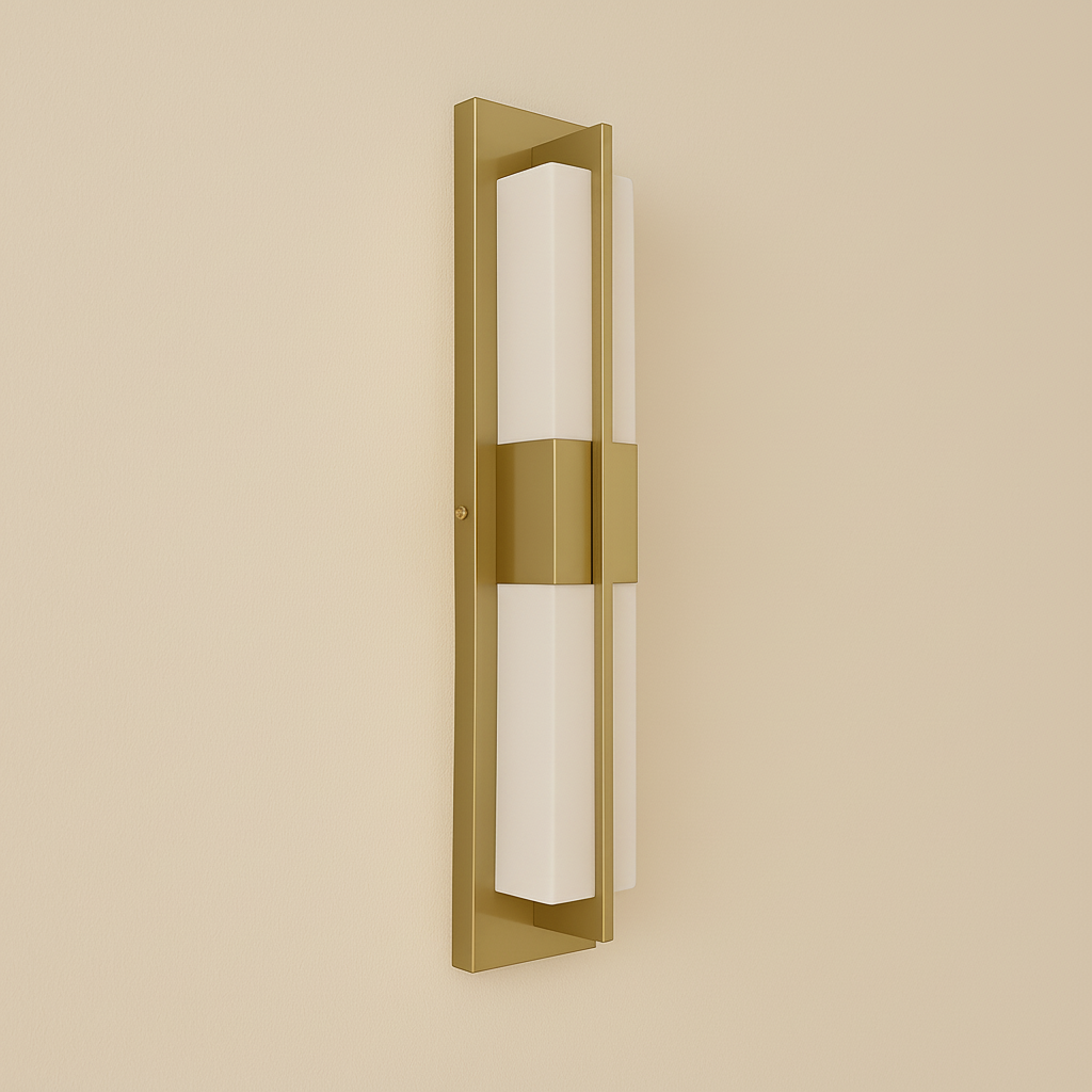 Corbin Outdoor Wall Light, Vertical Sconce, IP65 Waterproof, Black & Gold Acrylic Diffuser