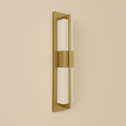 Corbin Outdoor Wall Light, Vertical Sconce, IP65 Waterproof, Black & Gold Acrylic Diffuser
