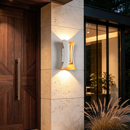 Uzu Modern Curved Up-Down LED Outdoor Wall Light