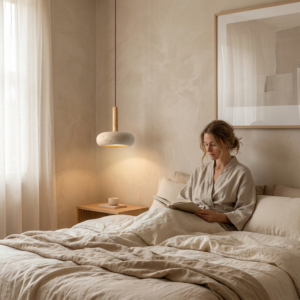 Sorano Island Kitchen Lighting Pendant, Travertine Stone Pendant Light for Dining & Bedside