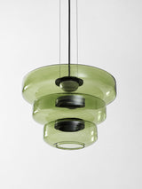 Kitchen Island Pendant Light Fixture, Layered Pendant Lamp, Smoke Grey, Green, Amber