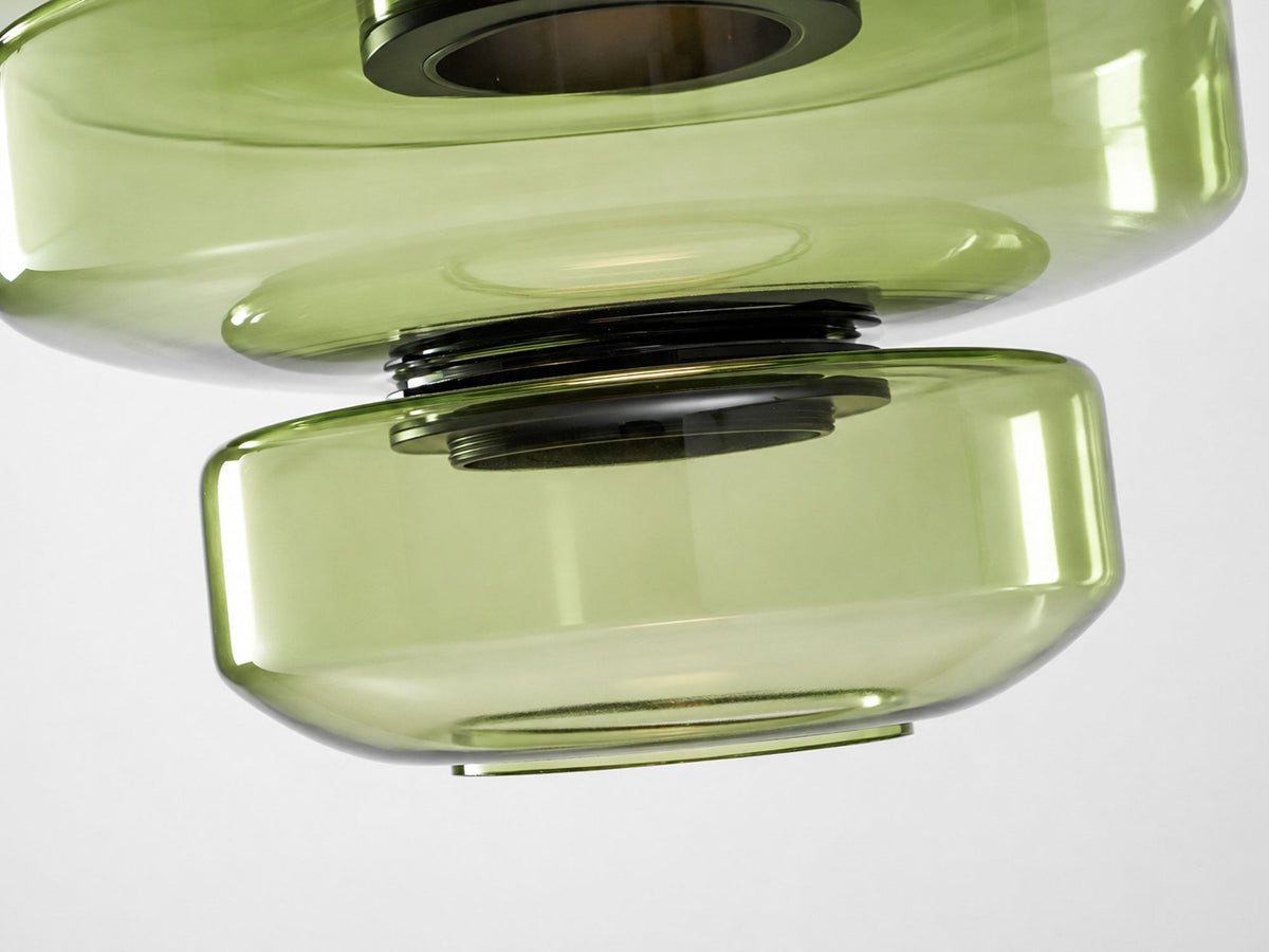 Kitchen Island Pendant Light Fixture, Layered Pendant Lamp, Smoke Grey, Green, Amber