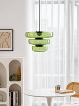 Kitchen Island Pendant Light Fixture, Layered Pendant Lamp, Smoke Grey, Green, Amber