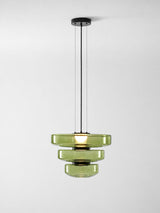Kitchen Island Pendant Light Fixture, Layered Pendant Lamp, Smoke Grey, Green, Amber