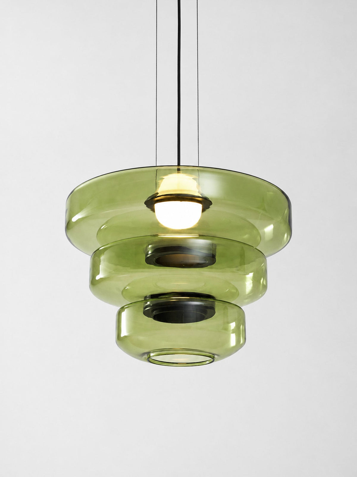 Kitchen Island Pendant Light Fixture, Layered Pendant Lamp, Smoke Grey, Green, Amber