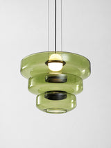 Kitchen Island Pendant Light Fixture, Layered Pendant Lamp, Smoke Grey, Green, Amber