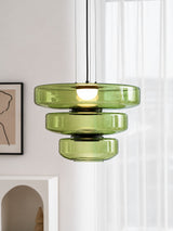 Kitchen Island Pendant Light Fixture, Layered Pendant Lamp, Smoke Grey, Green, Amber