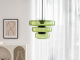 Kitchen Island Pendant Light Fixture, Layered Pendant Lamp, Smoke Grey, Green, Amber