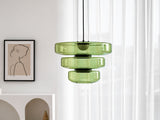 Kitchen Island Pendant Light Fixture, Layered Pendant Lamp, Smoke Grey, Green, Amber