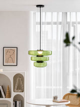 Kitchen Island Pendant Light Fixture, Layered Pendant Lamp, Smoke Grey, Green, Amber