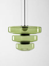 Kitchen Island Pendant Light Fixture, Layered Pendant Lamp, Smoke Grey, Green, Amber
