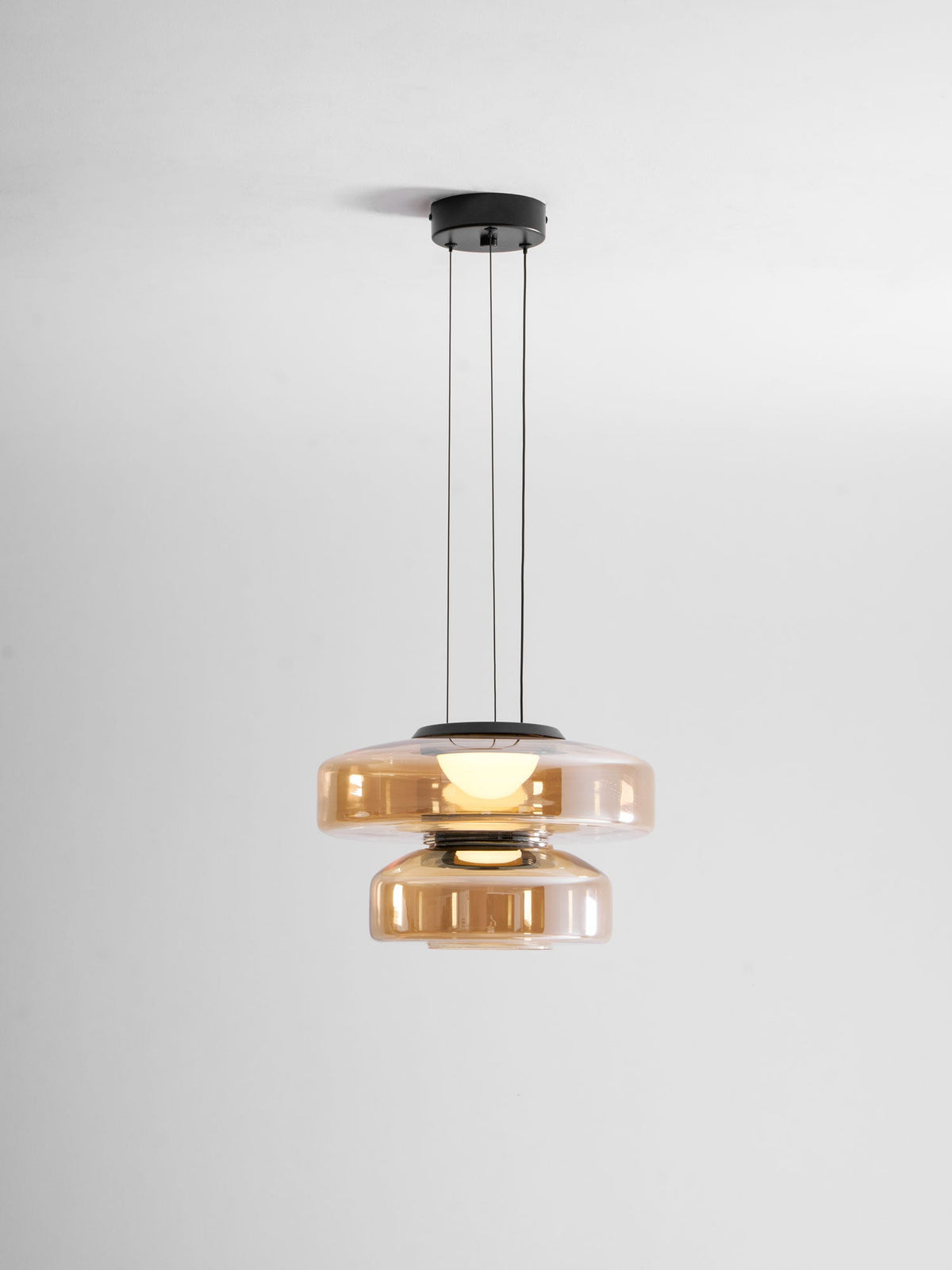 Kitchen Island Pendant Light Fixture, Layered Pendant Lamp, Smoke Grey, Green, Amber
