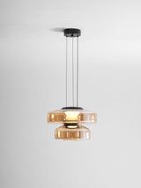 Kitchen Island Pendant Light Fixture, Layered Pendant Lamp, Smoke Grey, Green, Amber