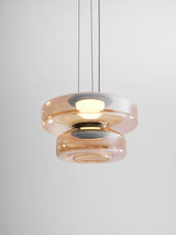 Kitchen Island Pendant Light Fixture, Layered Pendant Lamp, Smoke Grey, Green, Amber