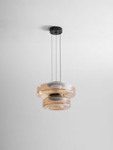 Kitchen Island Pendant Light Fixture, Layered Pendant Lamp, Smoke Grey, Green, Amber