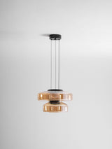 Kitchen Island Pendant Light Fixture, Layered Pendant Lamp, Smoke Grey, Green, Amber