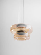 Kitchen Island Pendant Light Fixture, Layered Pendant Lamp, Smoke Grey, Green, Amber