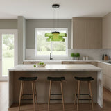 Kitchen Island Pendant Light Fixture, Layered Pendant Lamp, Smoke Grey, Green, Amber