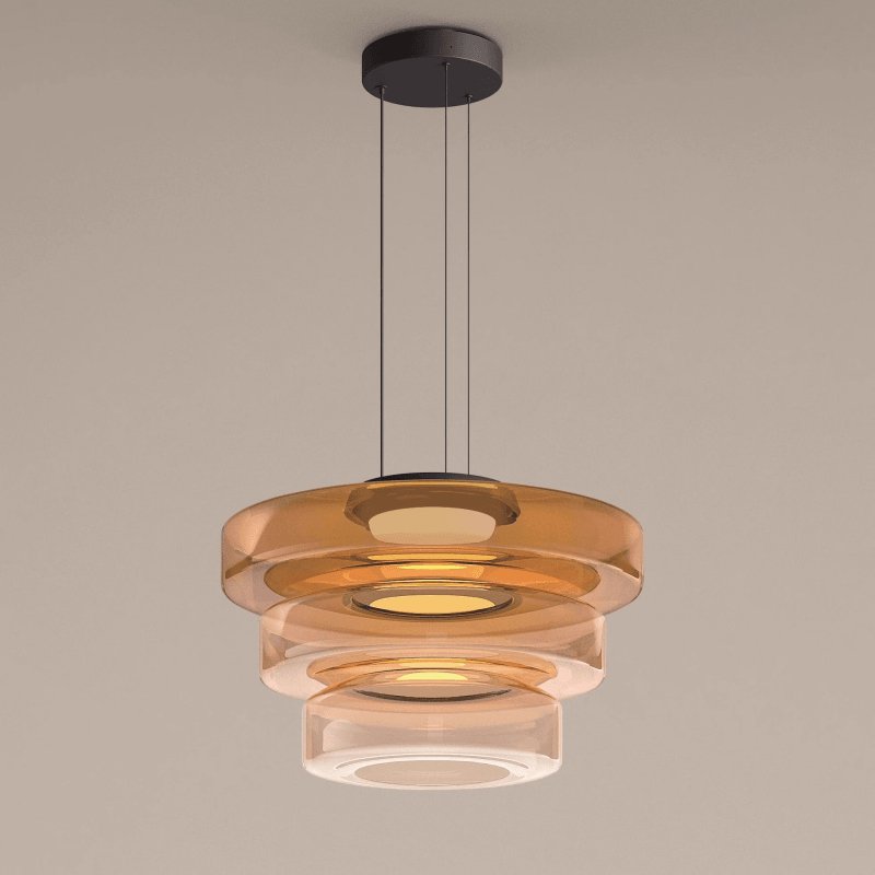 Kitchen Island Pendant Light Fixture, Layered Pendant Lamp, Smoke Grey, Green, Amber