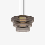 Kitchen Island Pendant Light Fixture, Layered Pendant Lamp, Smoke Grey, Green, Amber