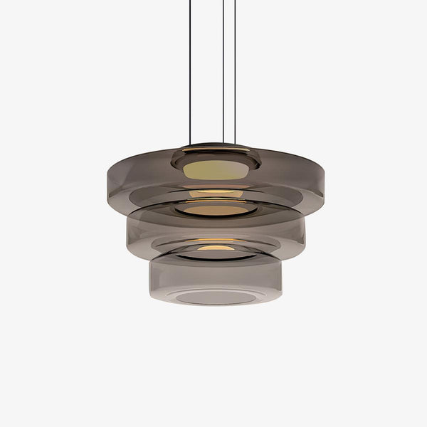 Kitchen Island Pendant Light Fixture, Layered Pendant Lamp, Smoke Grey, Green, Amber
