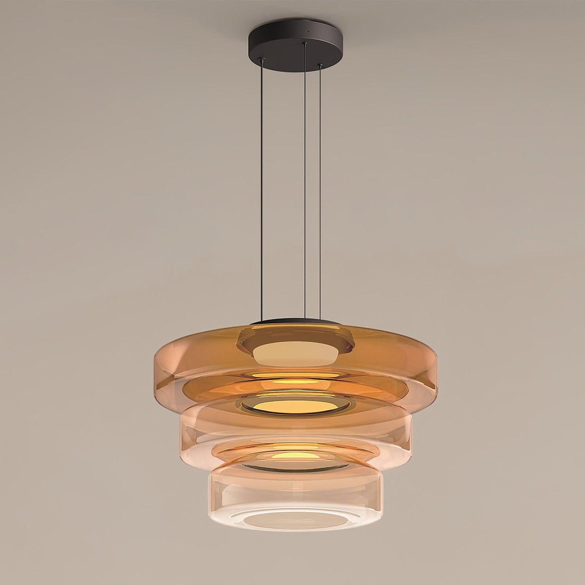 Kitchen Island Pendant Light Fixture, Layered Pendant Lamp, Smoke Grey, Green, Amber