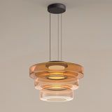Kitchen Island Pendant Light Fixture, Layered Pendant Lamp, Smoke Grey, Green, Amber