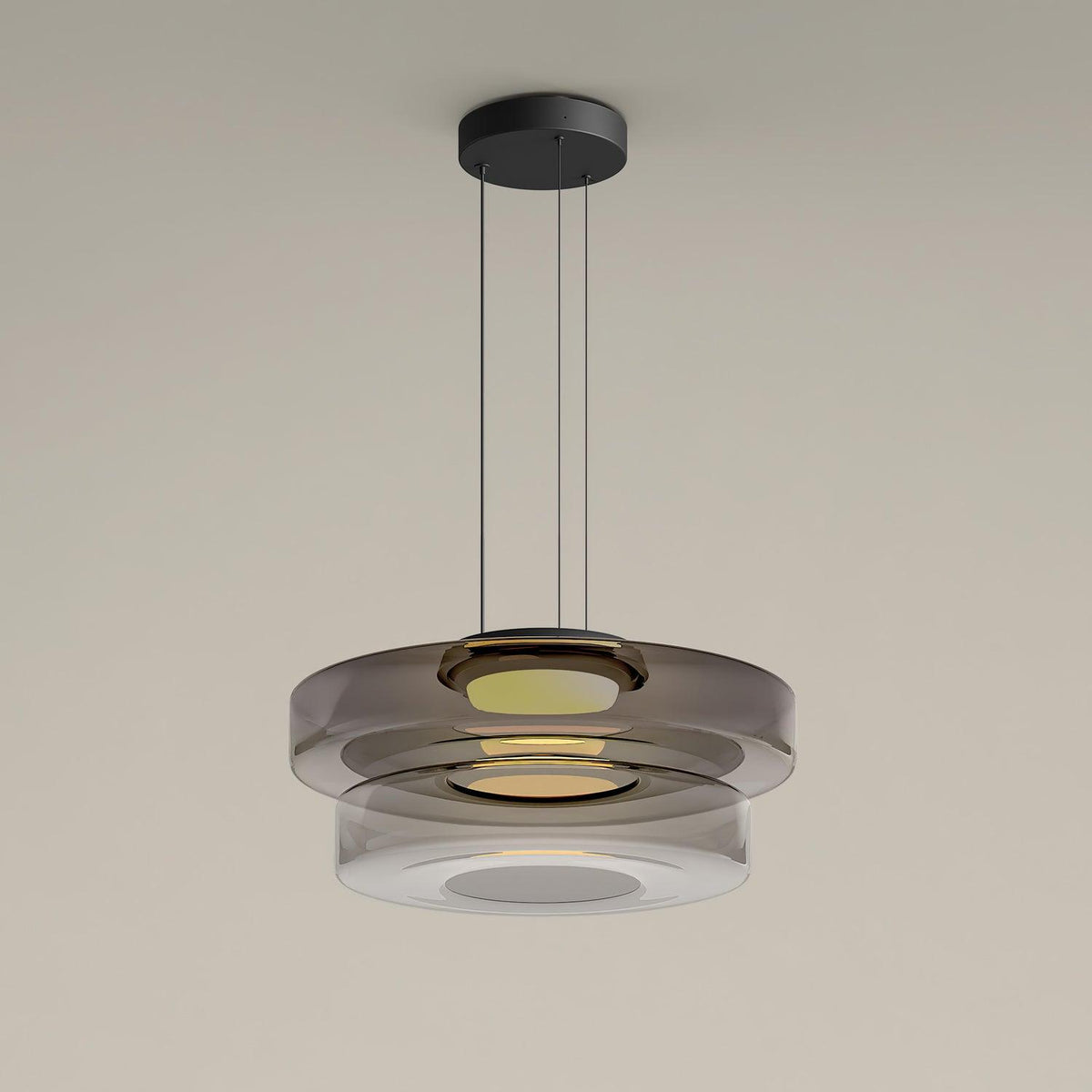 Kitchen Island Pendant Light Fixture, Layered Pendant Lamp, Smoke Grey, Green, Amber