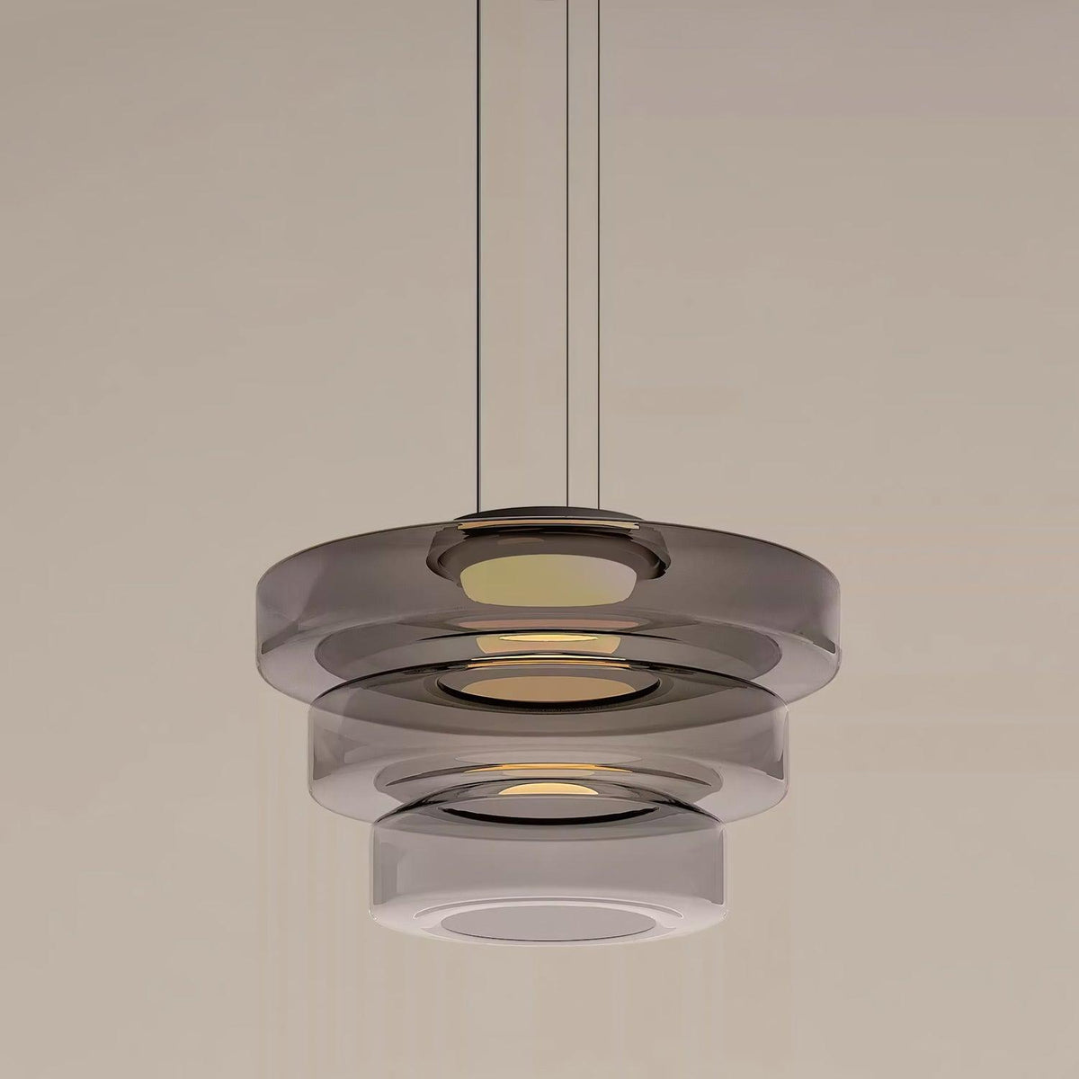 Kitchen Island Pendant Light Fixture, Layered Pendant Lamp, Smoke Grey, Green, Amber