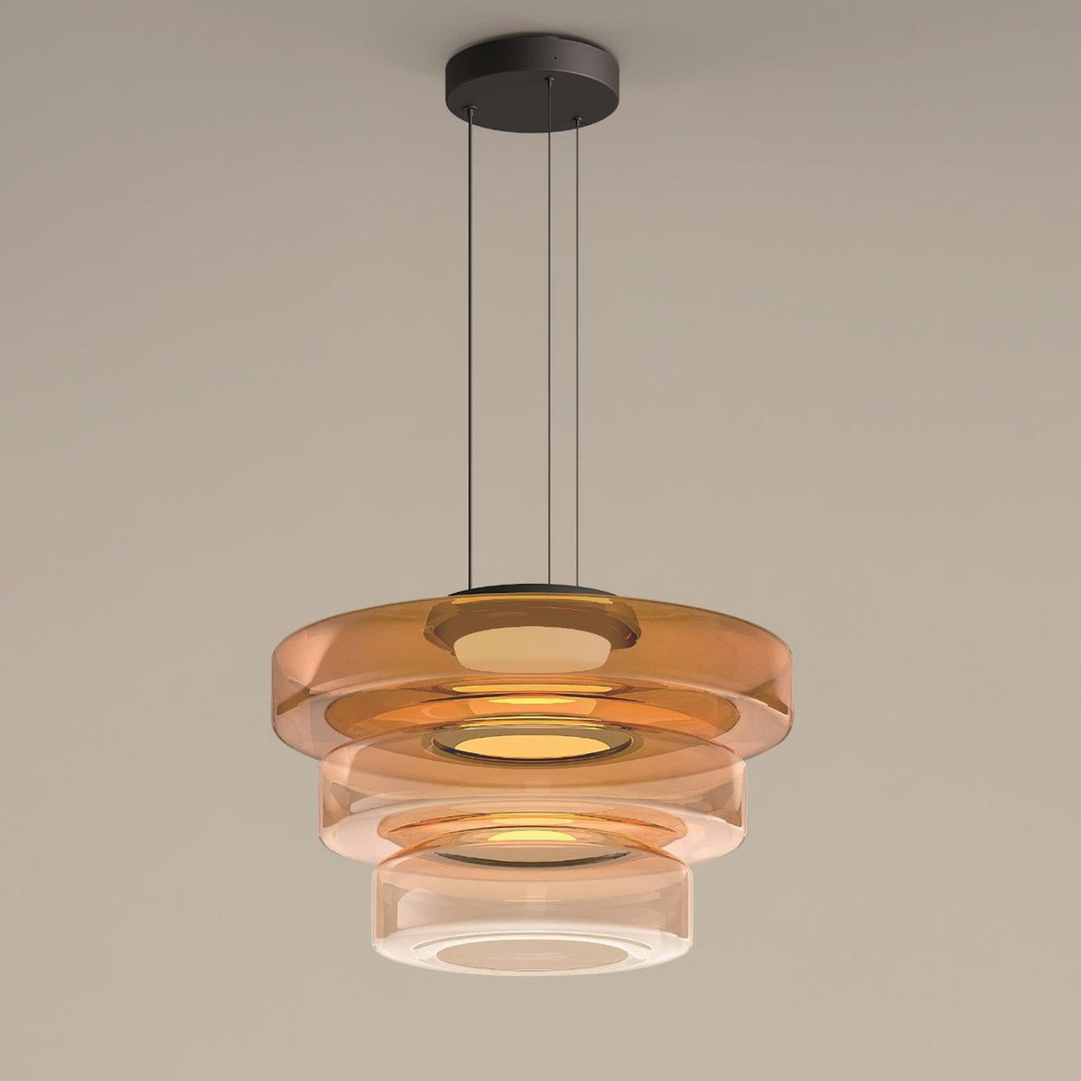 Kitchen Island Pendant Light Fixture, Layered Pendant Lamp, Smoke Grey, Green, Amber