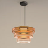 Kitchen Island Pendant Light Fixture, Layered Pendant Lamp, Smoke Grey, Green, Amber