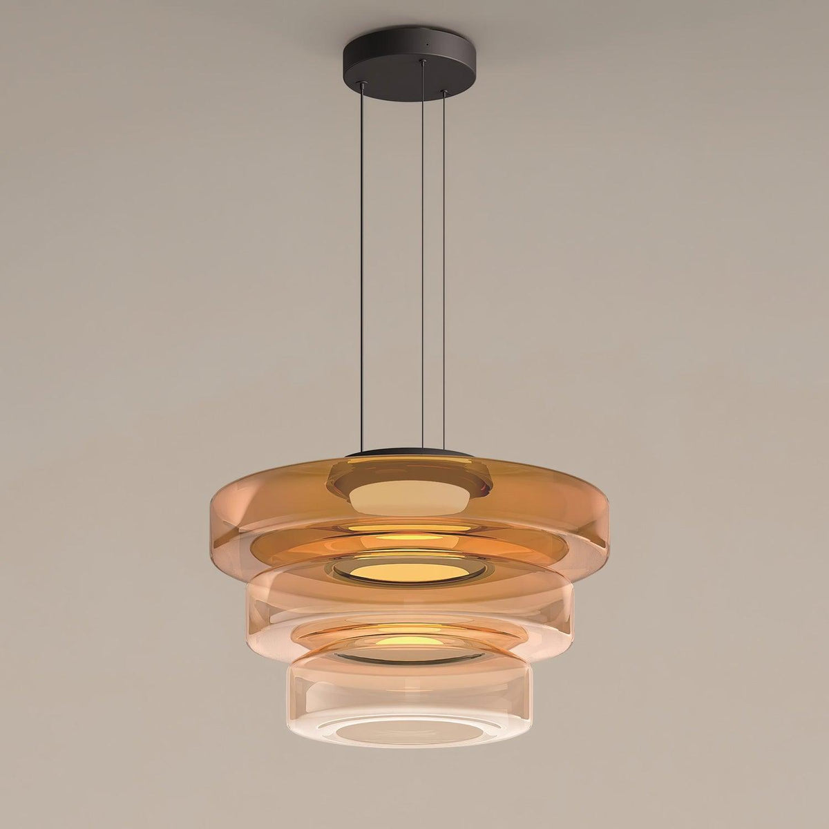 Kitchen Island Pendant Light Fixture, Layered Pendant Lamp, Smoke Grey, Green, Amber