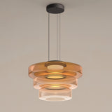 Kitchen Island Pendant Light Fixture, Layered Pendant Lamp, Smoke Grey, Green, Amber