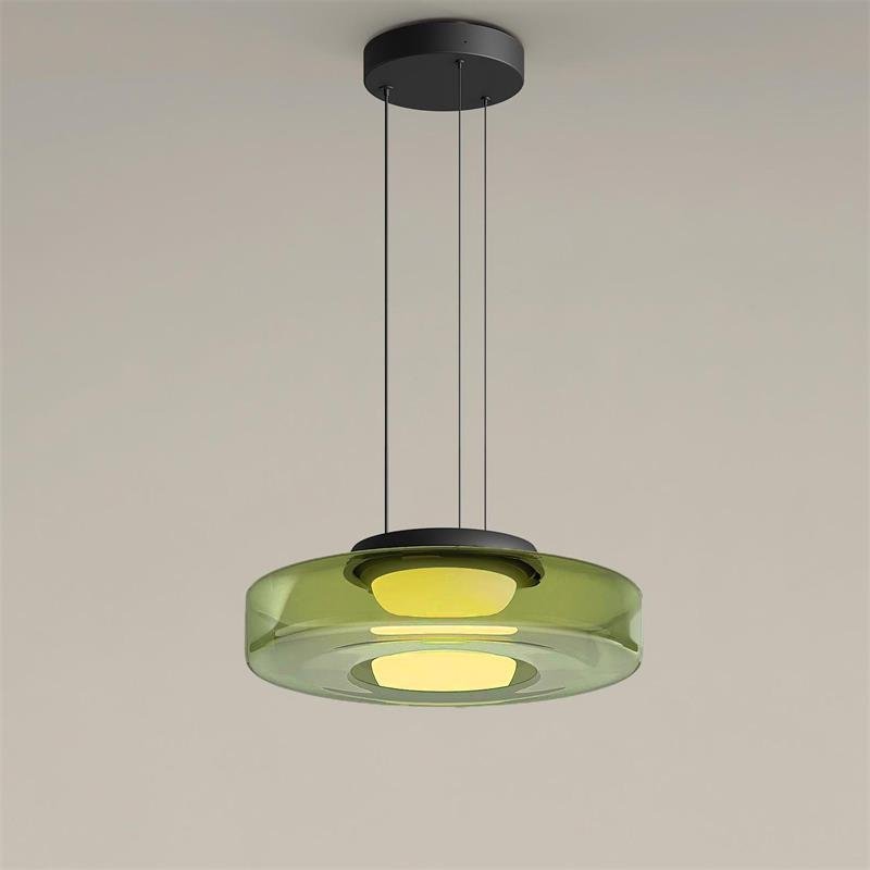 Kitchen Island Pendant Light Fixture, Layered Pendant Lamp, Smoke Grey, Green, Amber