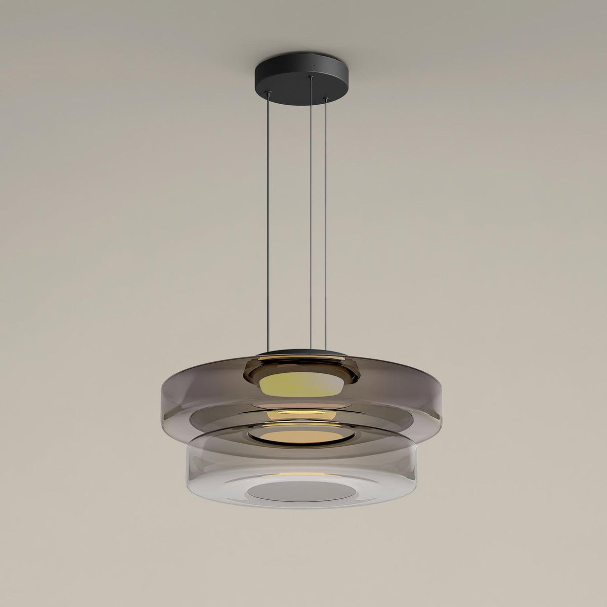 Kitchen Island Pendant Light Fixture, Layered Pendant Lamp, Smoke Grey, Green, Amber