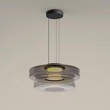 Kitchen Island Pendant Light Fixture, Layered Pendant Lamp, Smoke Grey, Green, Amber