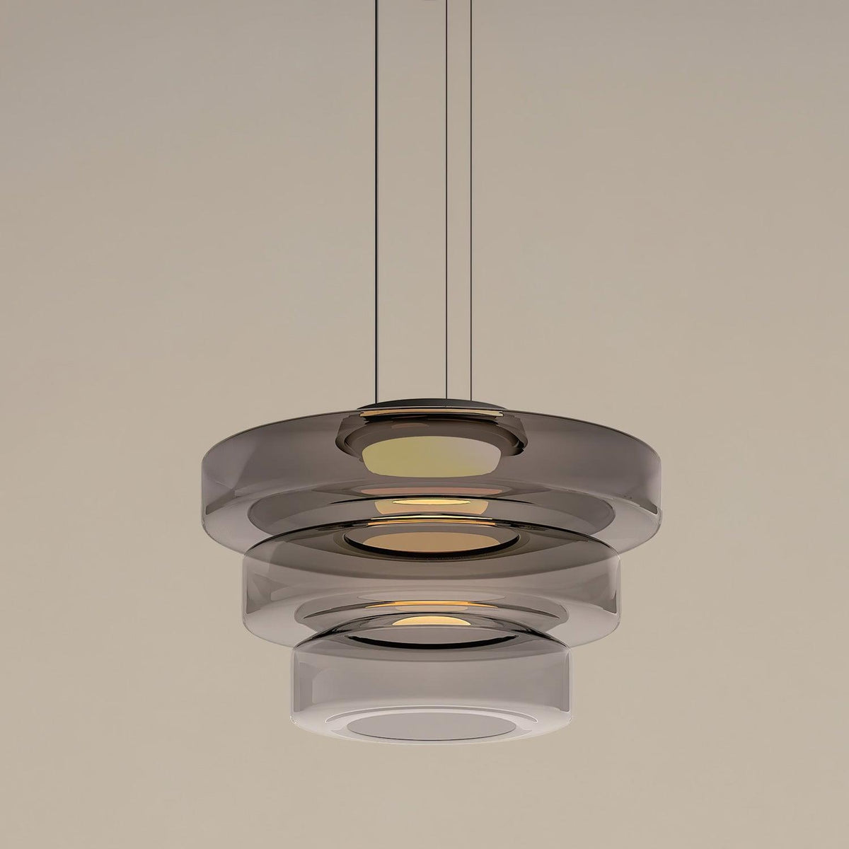 Kitchen Island Pendant Light Fixture, Layered Pendant Lamp, Smoke Grey, Green, Amber