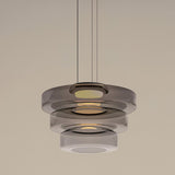 Kitchen Island Pendant Light Fixture, Layered Pendant Lamp, Smoke Grey, Green, Amber