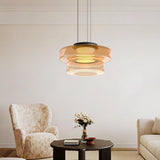 Kitchen Island Pendant Light Fixture, Layered Pendant Lamp, Smoke Grey, Green, Amber