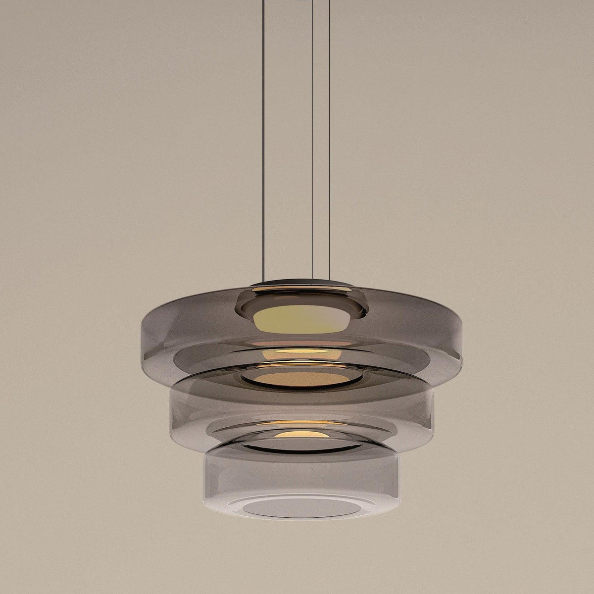 Kitchen Island Pendant Light Fixture, Layered Pendant Lamp, Smoke Grey, Green, Amber