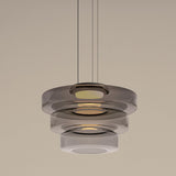 Kitchen Island Pendant Light Fixture, Layered Pendant Lamp, Smoke Grey, Green, Amber