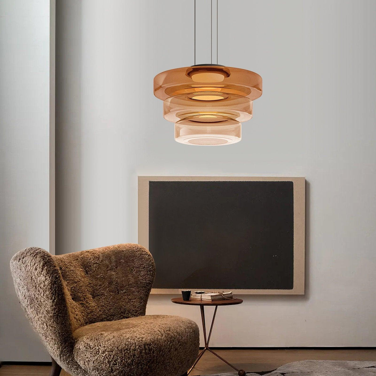 Kitchen Island Pendant Light Fixture, Layered Pendant Lamp, Smoke Grey, Green, Amber