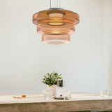 Kitchen Island Pendant Light Fixture, Layered Pendant Lamp, Smoke Grey, Green, Amber